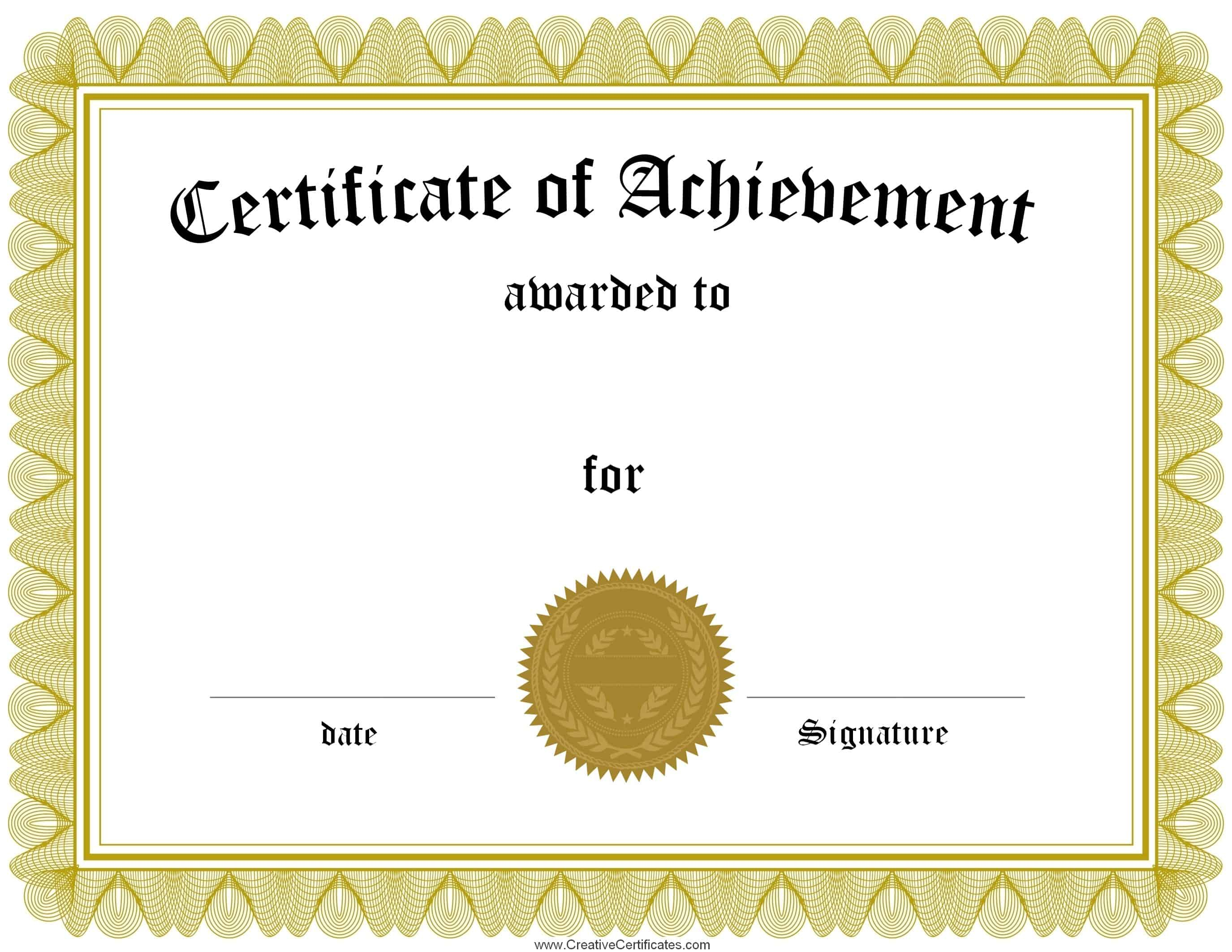 001 Free Printable Certificates Of Achievement Certificate Template - Free Customizable Printable Certificates Of Achievement