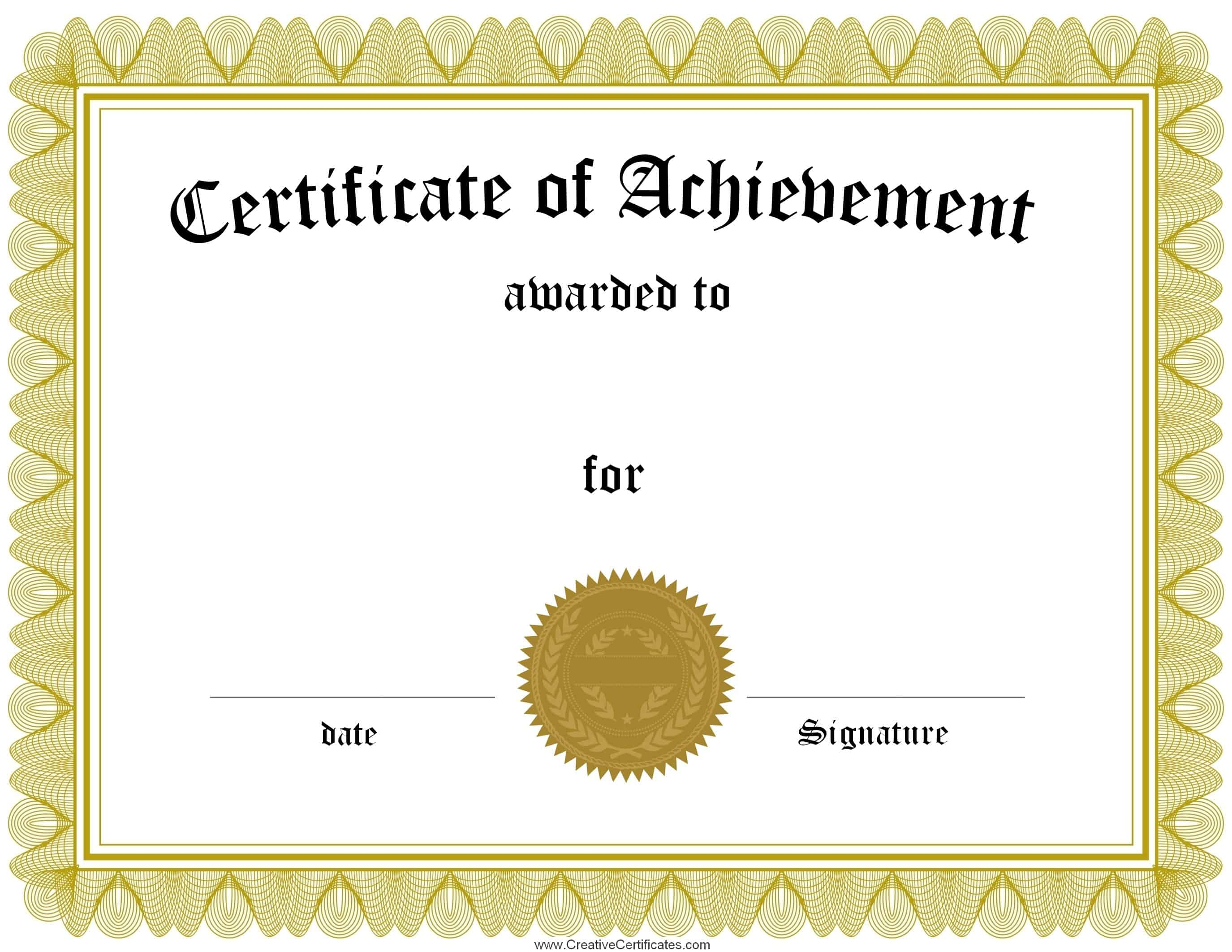 001 Free Printable Certificates Of Achievement Certificate Template - Free Printable Awards