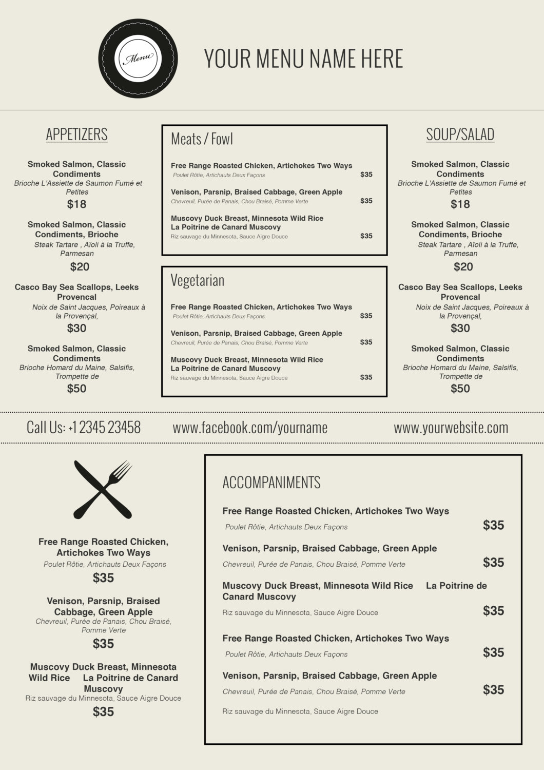 002 Free Menu Template For Word Ideas Friench Food In ~ Ulyssesroom - Free Printable Menu Templates Word