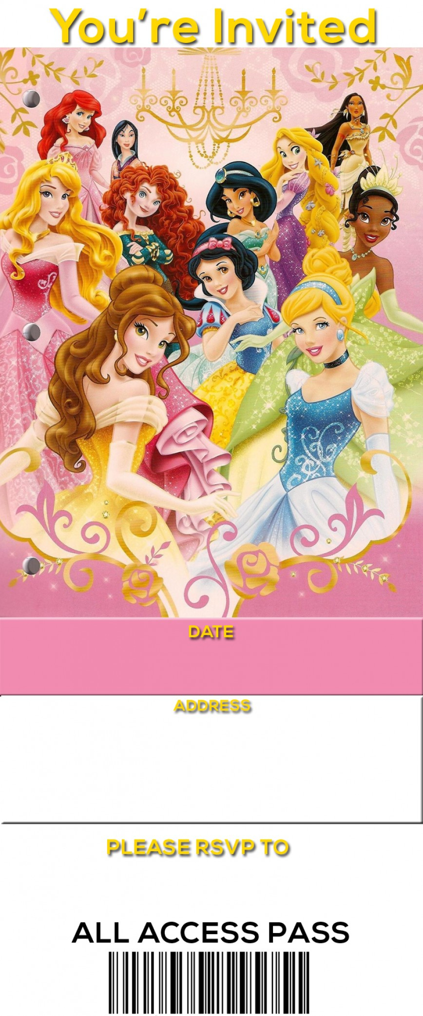 004 Free Printable Disney Princess Ticket Birthday Invitation - Disney Princess Birthday Invitations Free Printable