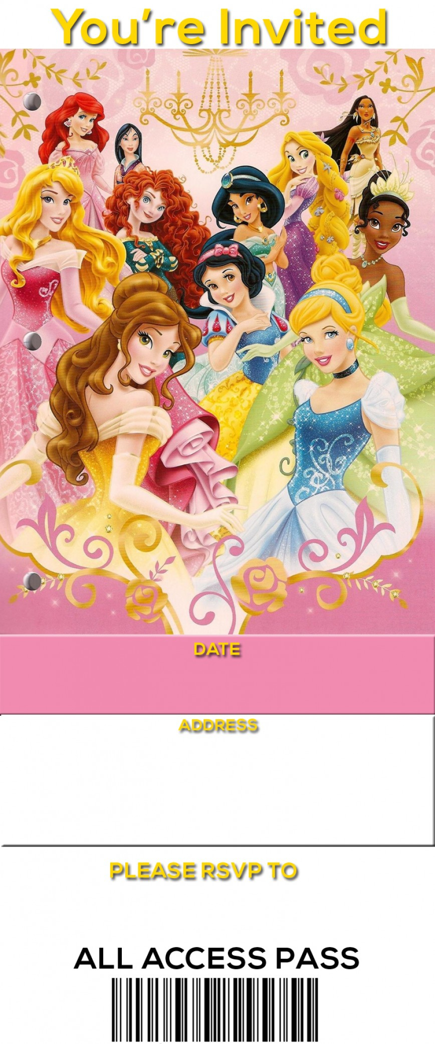 004 Free Printable Disney Princess Ticket Birthday Invitation - Disney Princess Free Printable Invitations