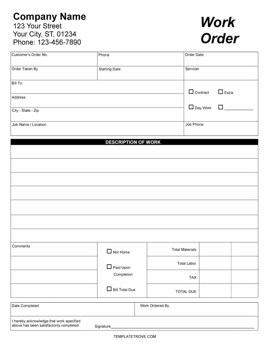 004 Template Ideas Order Form Free Printable ~ Ulyssesroom - Free Printable Work Order Template