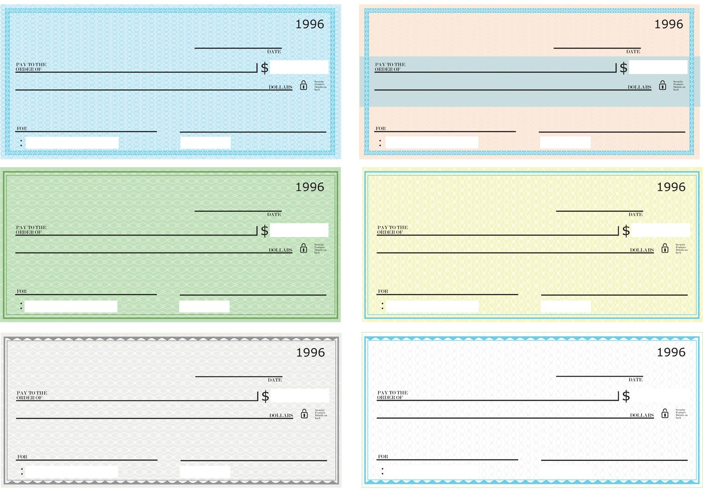 005 Blank Check Vector Pack Template Pdf ~ Ulyssesroom - Free Printable Checks Template