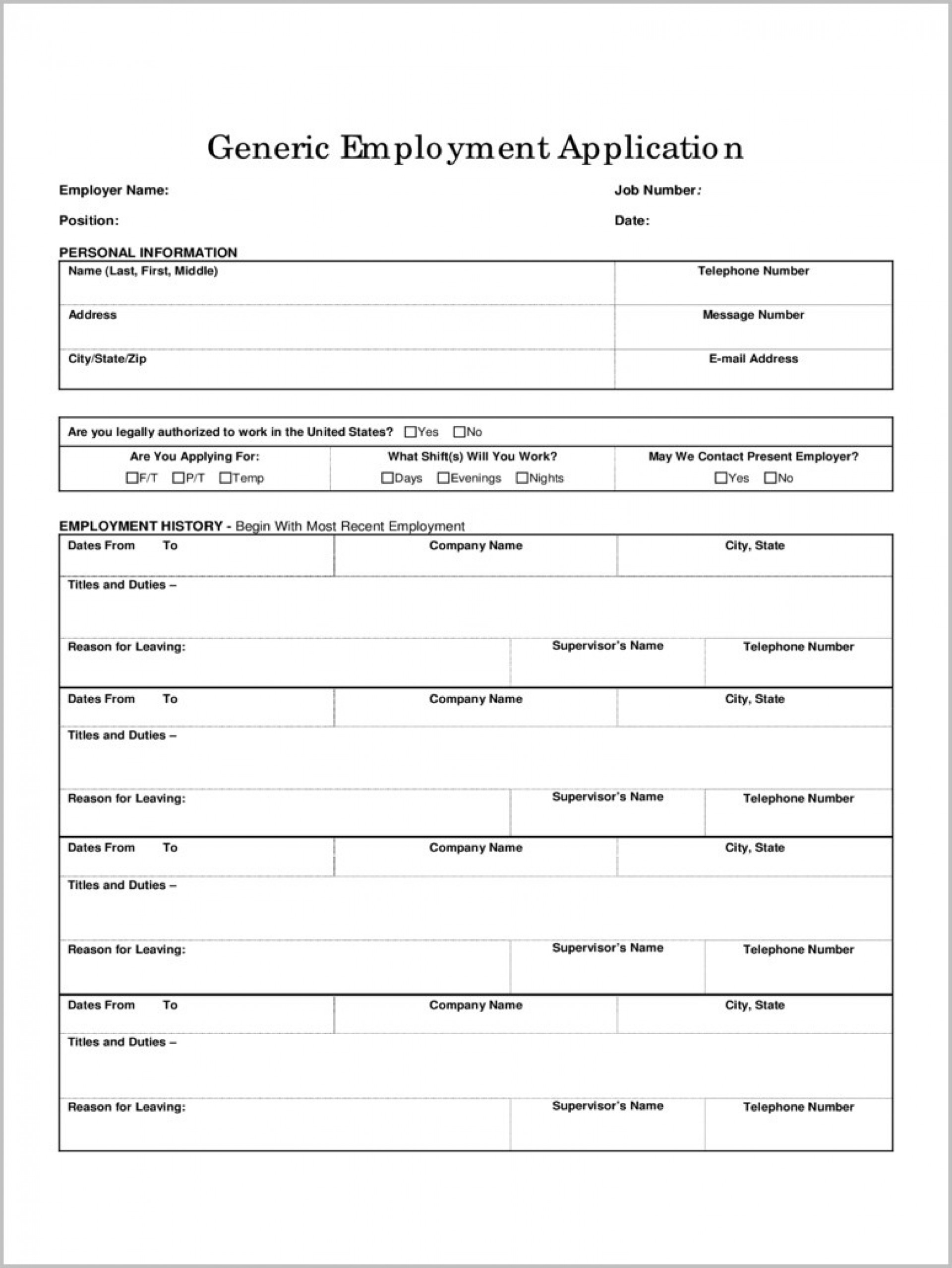 005 Free Employment Application Template Pdf Ideas Basic Job Form - Free Printable Job Application Form Pdf