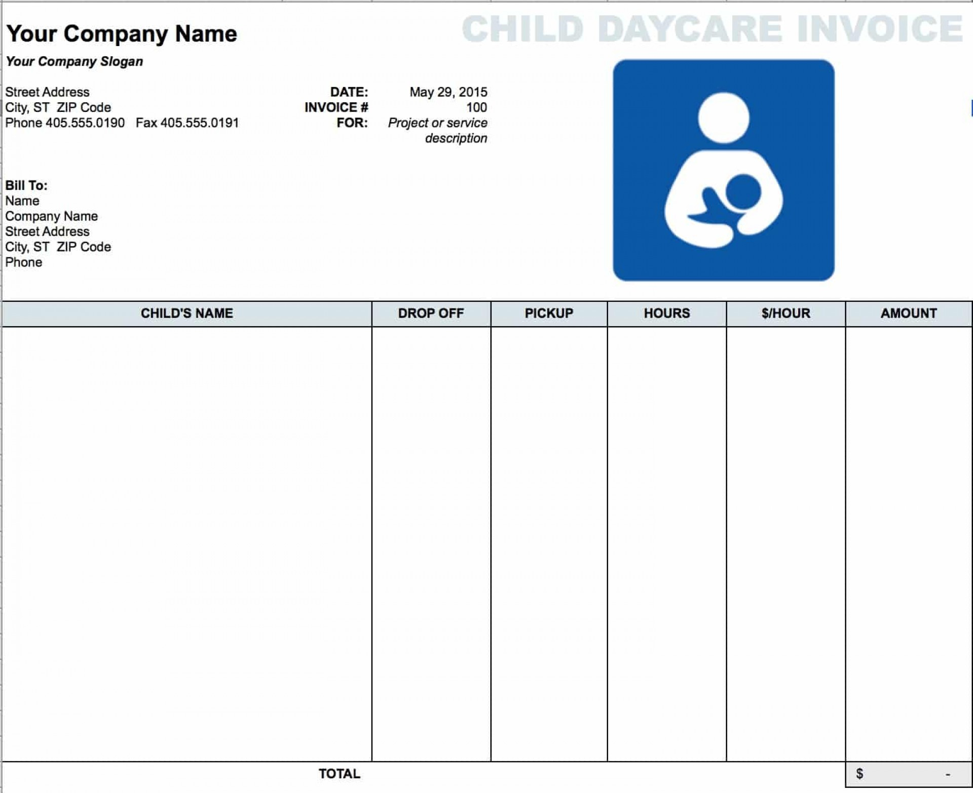 006 Child Care Receipt Template Ideas Daycare Invoice Microsoft - Free Printable Daycare Receipts