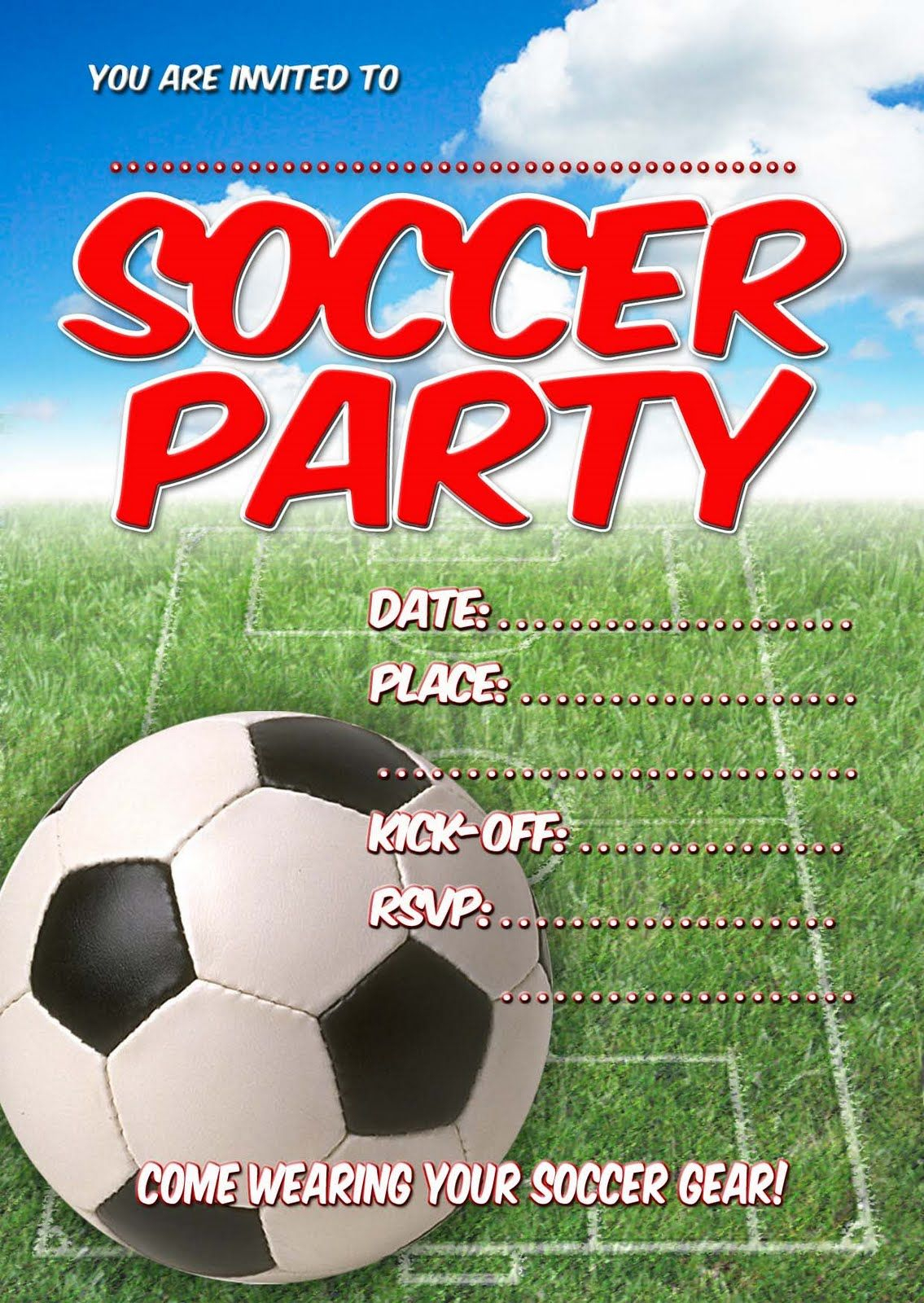 006 Template Ideas Football Party Invitations Templates Free - Free Printable Soccer Birthday Invitations