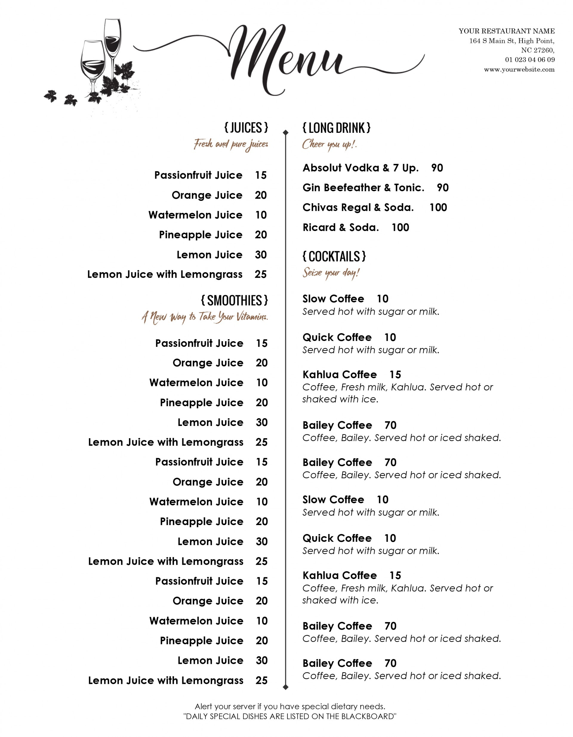 006 Template Ideas Free Printable Restaurant Menu ~ Ulyssesroom - Free Printable Restaurant Menu Templates