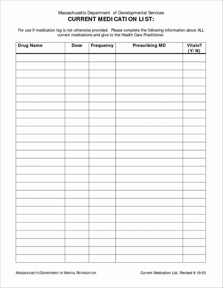 007 Template Ideas Free Printable Medication Log Davoodifo Best List - Free Printable Medication Log