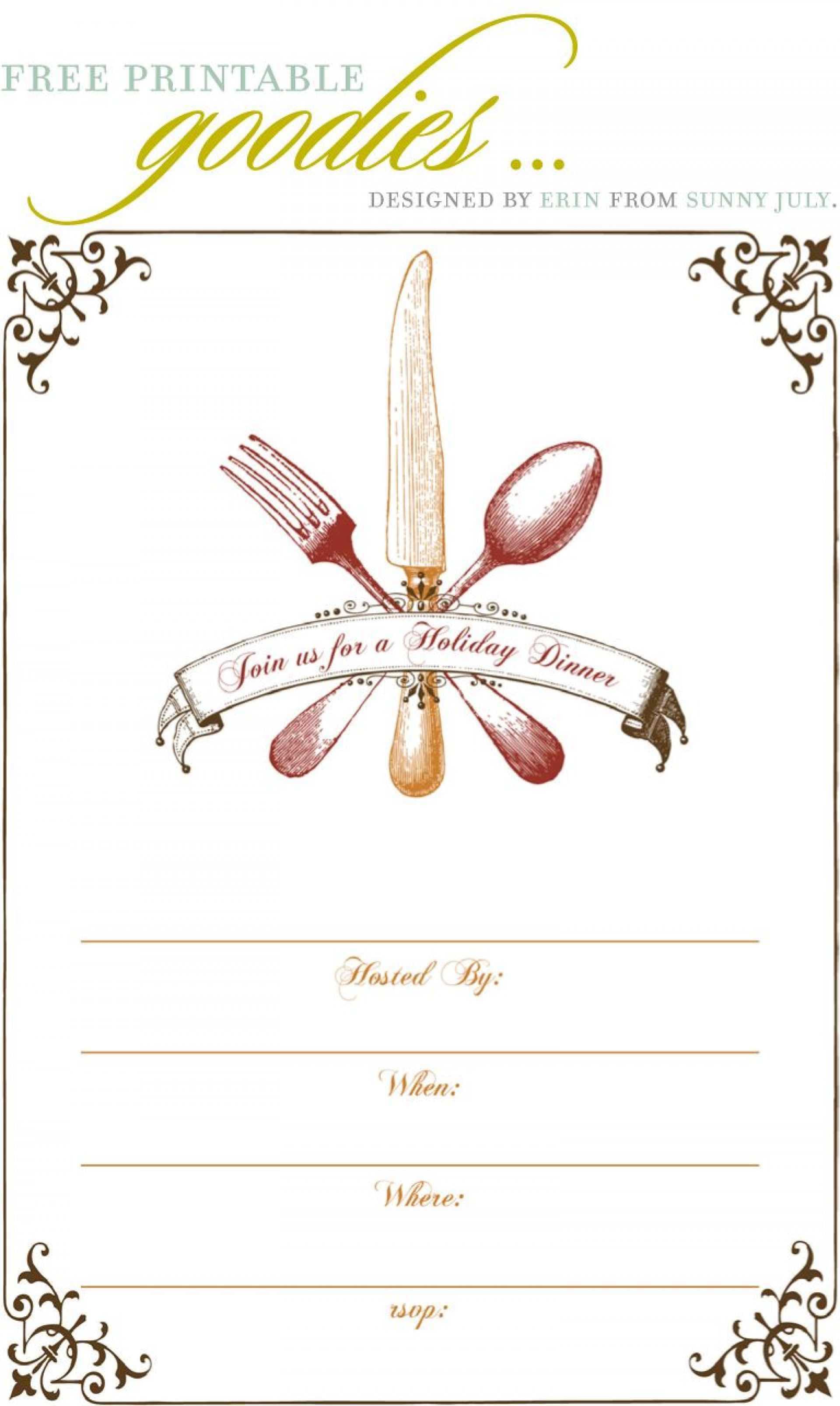 009 Free Dinner Invitation Templates Template ~ Ulyssesroom - Free Printable Thanksgiving Dinner Invitation Templates