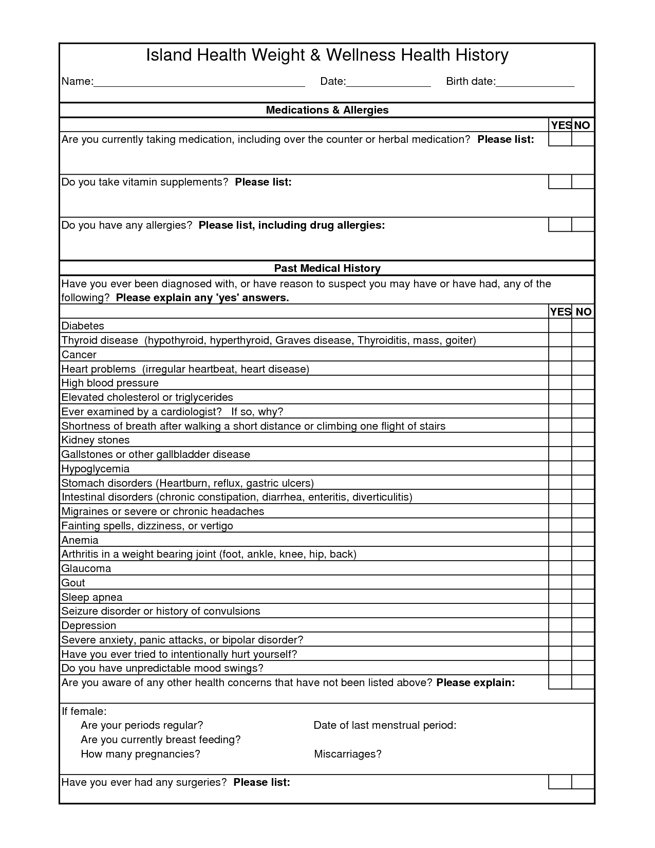 009 Health History Form Templates Similiar Medical Printable - Free Printable Personal Medical History Forms