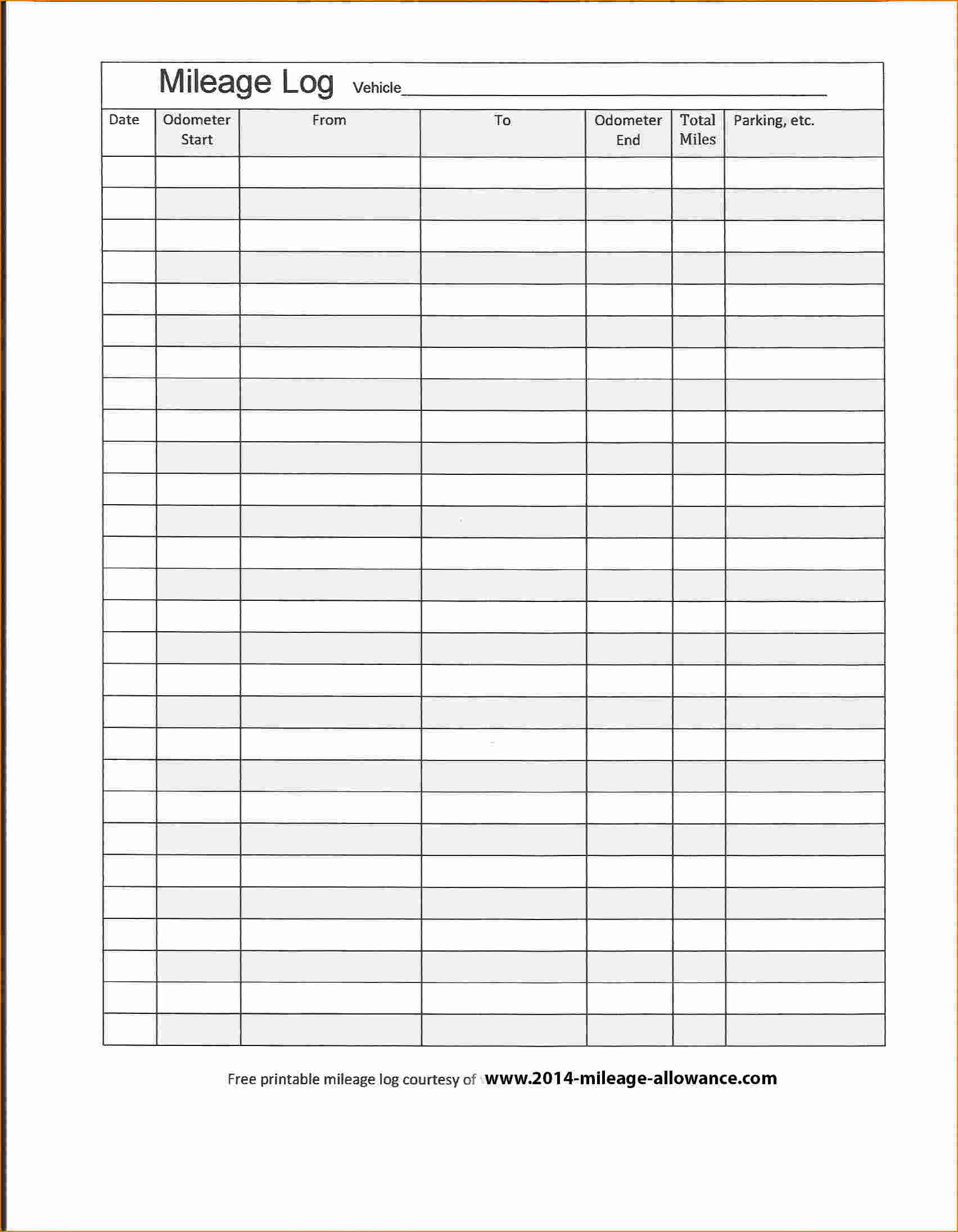 010 Free Mileage Log Template For Taxes ~ Ulyssesroom - Free Printable Mileage Log