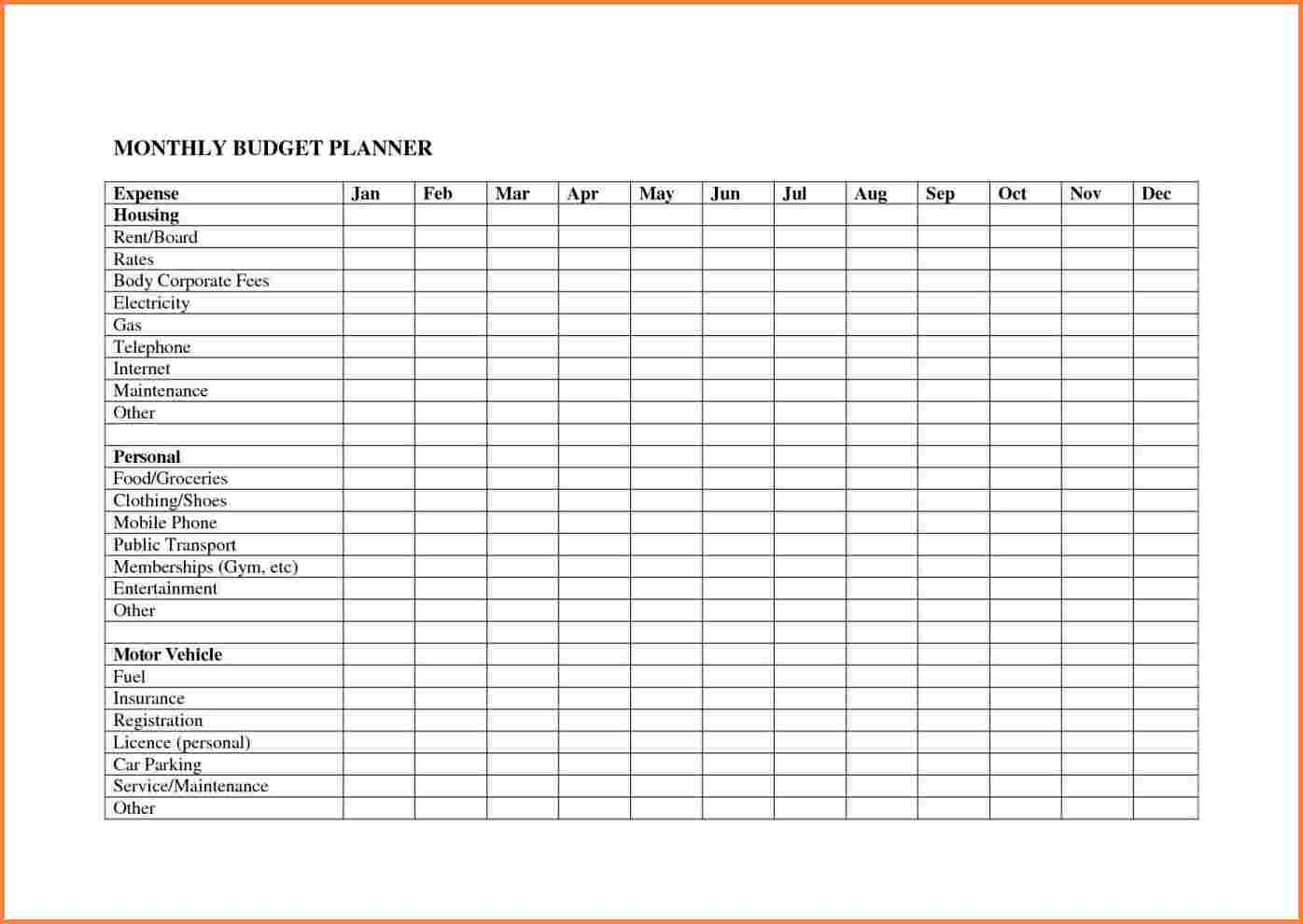 010 Monthly Budget Planner Template Ideas Spreadsheet Examples - Free Printable Worksheets Uk