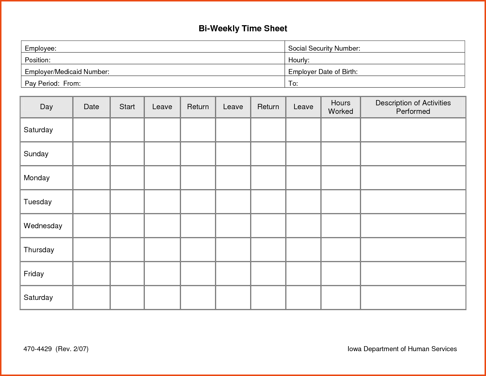 013 Time Sheet Templates Free Daily Timesheet Template Printable - Free Printable Weekly Time Sheets
