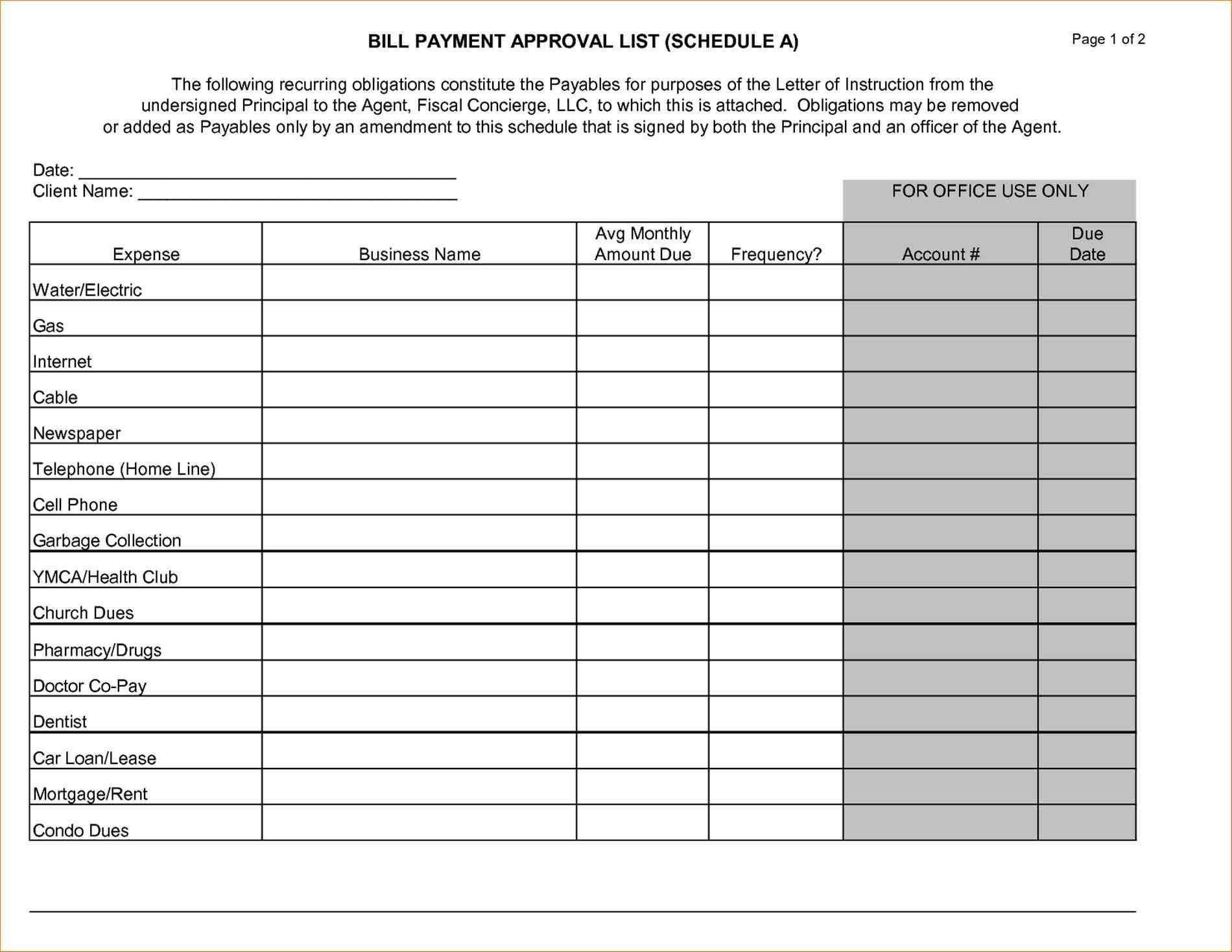 014 Bill Payment Schedule Template Outline Templates Free ~ Ulyssesroom - Free Printable Bill Payment Schedule