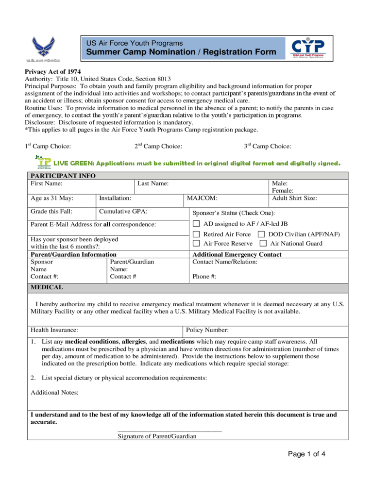 014 Template Ideas Free Registration Forms Summer Camp Nomination - Free Printable Summer Camp Registration Forms