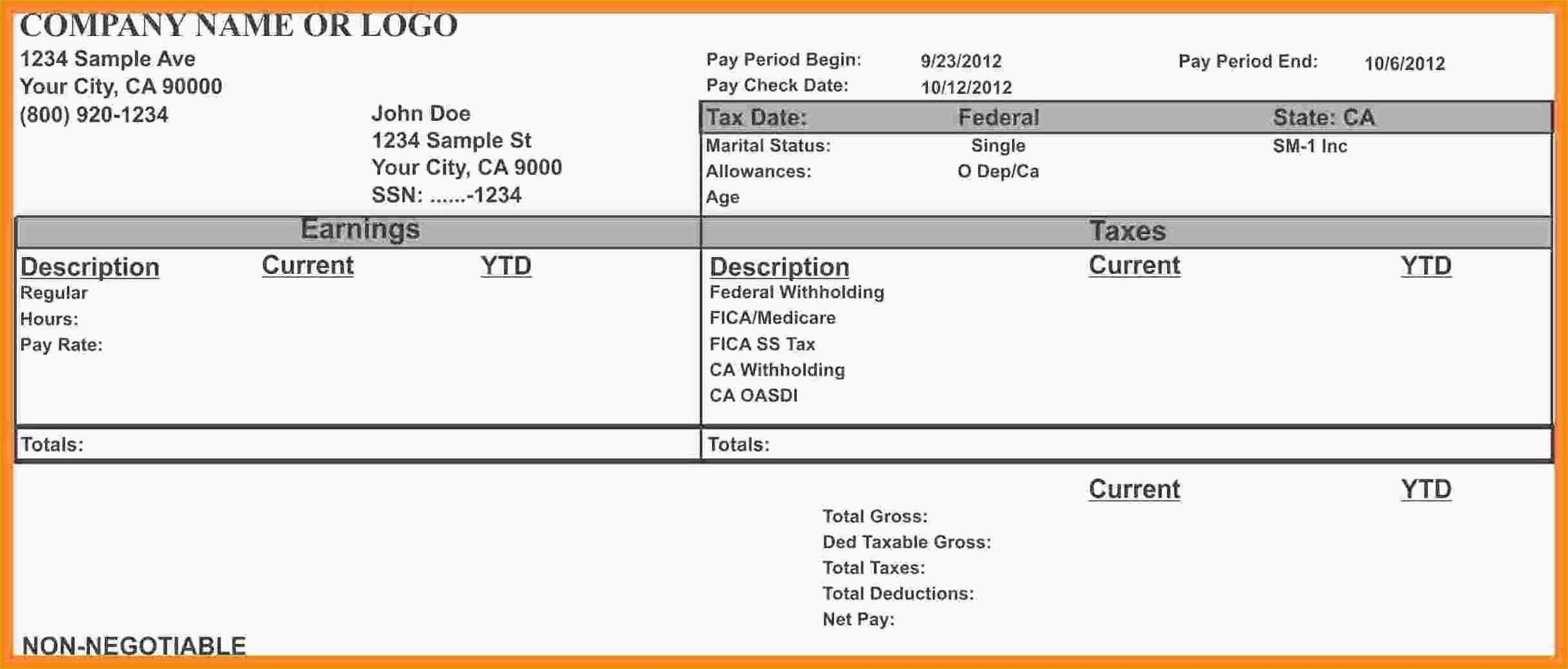 015 Free Pay Stub Template Download Check Printables Printable Stubs - Printable Pay Stub Template Free