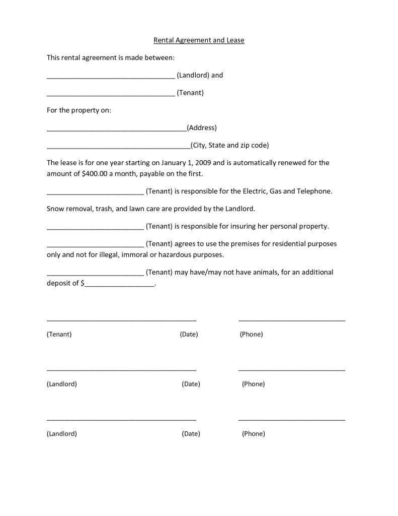 Free Printable Basic Rental Agreement Free Printable Download Free 