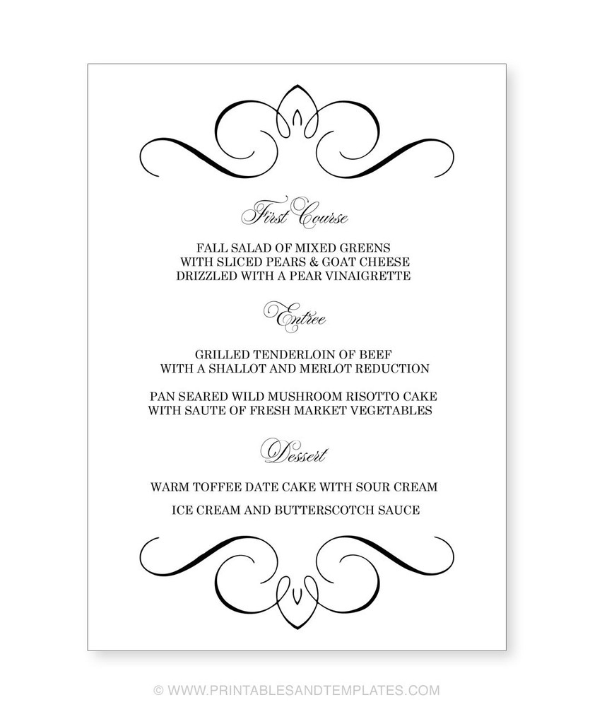 018 Menu Template Free Printable Wedding Templates Ideas For - Free Printable Menu Templates Word