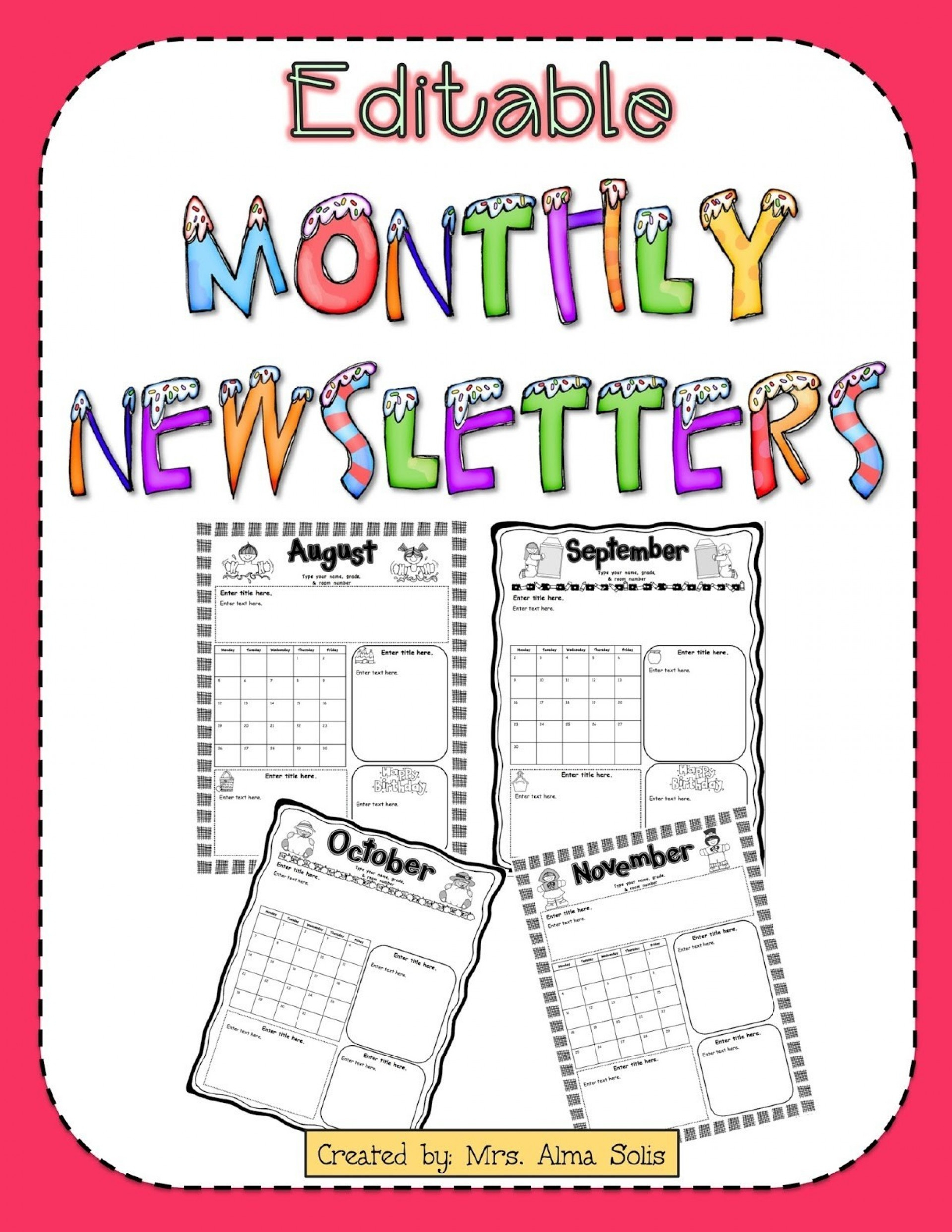 019 Template Ideas Free Printable Newsletter Templates Mileage Log - Free Printable Preschool Newsletter Templates
