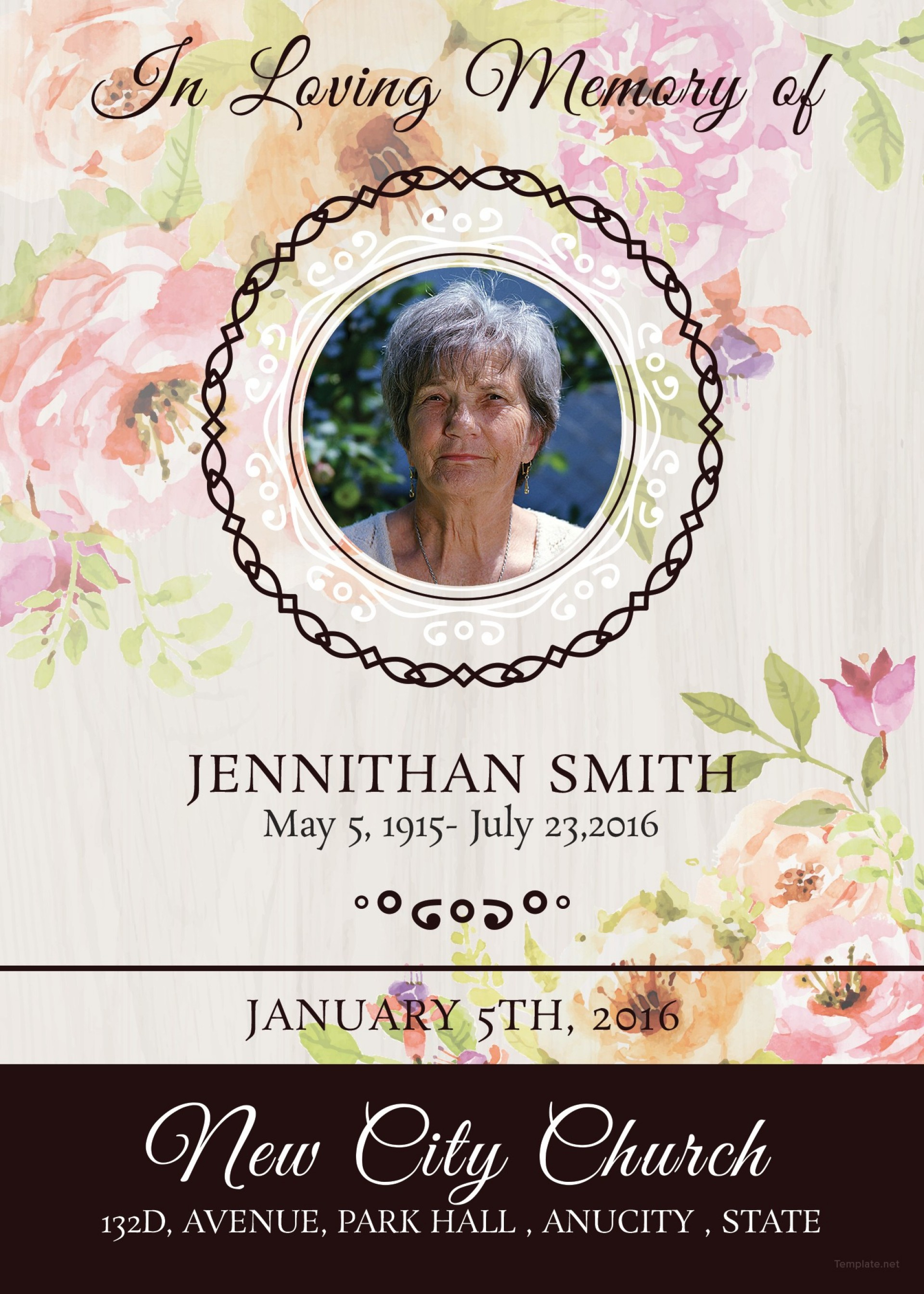 021 Free Printable Funeral Prayer Card Template Floral Thank You In - Free Printable Funeral Prayer Card Template