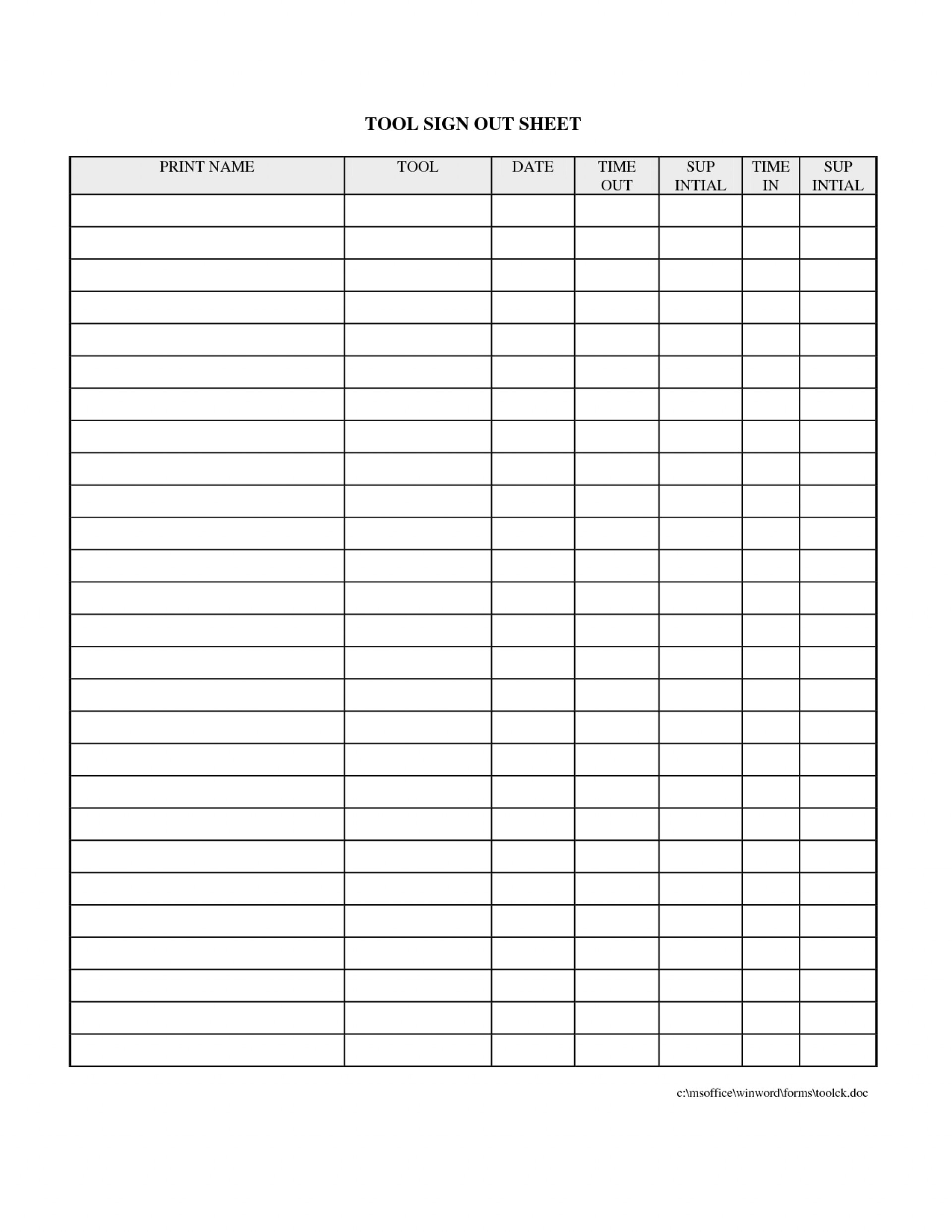 023 Equipment Sign Out Sheet Template Ideas Book Printable Tool Best - Free Printable Sign In And Out Sheets