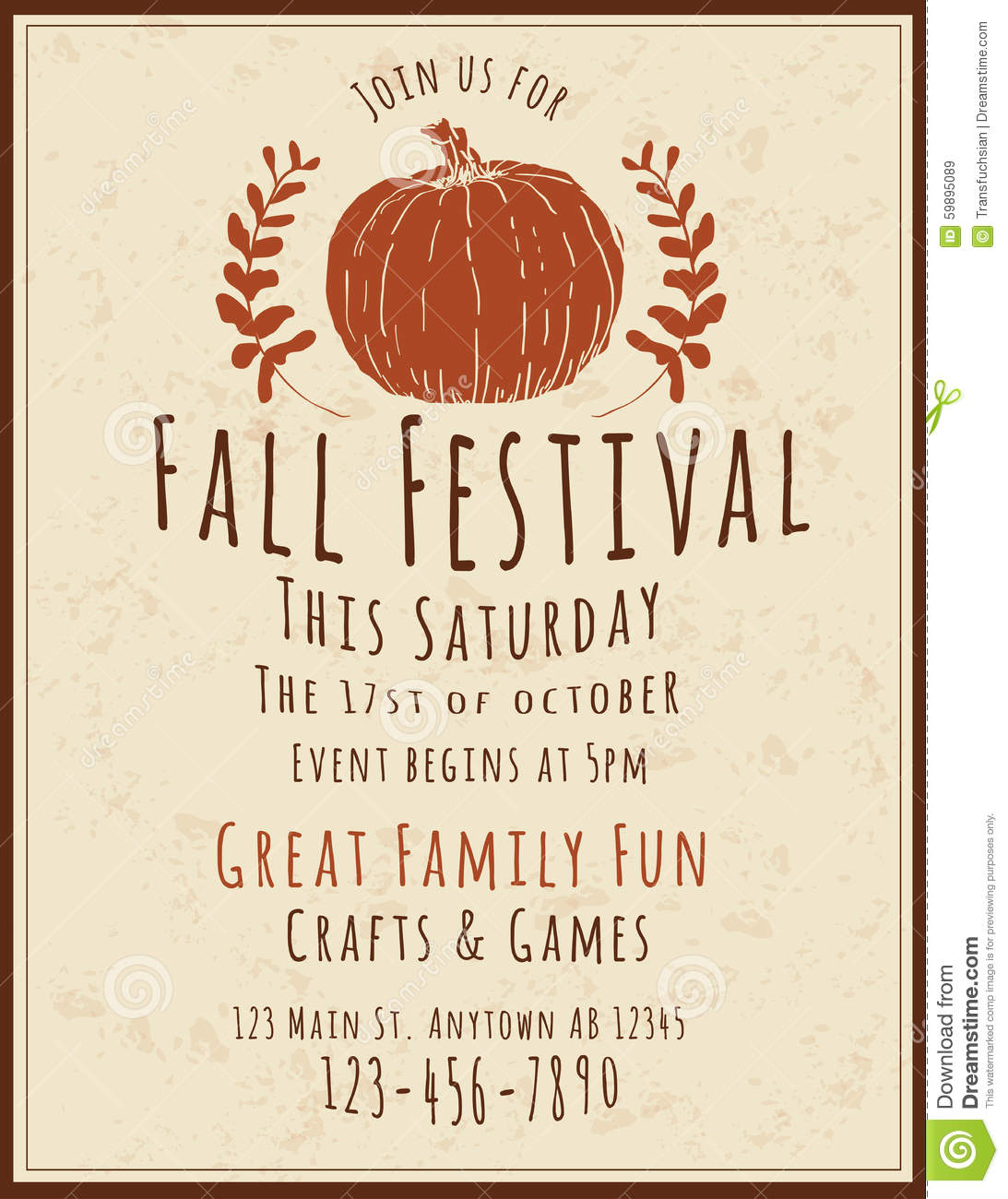 025 Event Flyer Template Free Ideas Fall Festival Simple Retro Hand - Free Printable Fall Flyer Templates