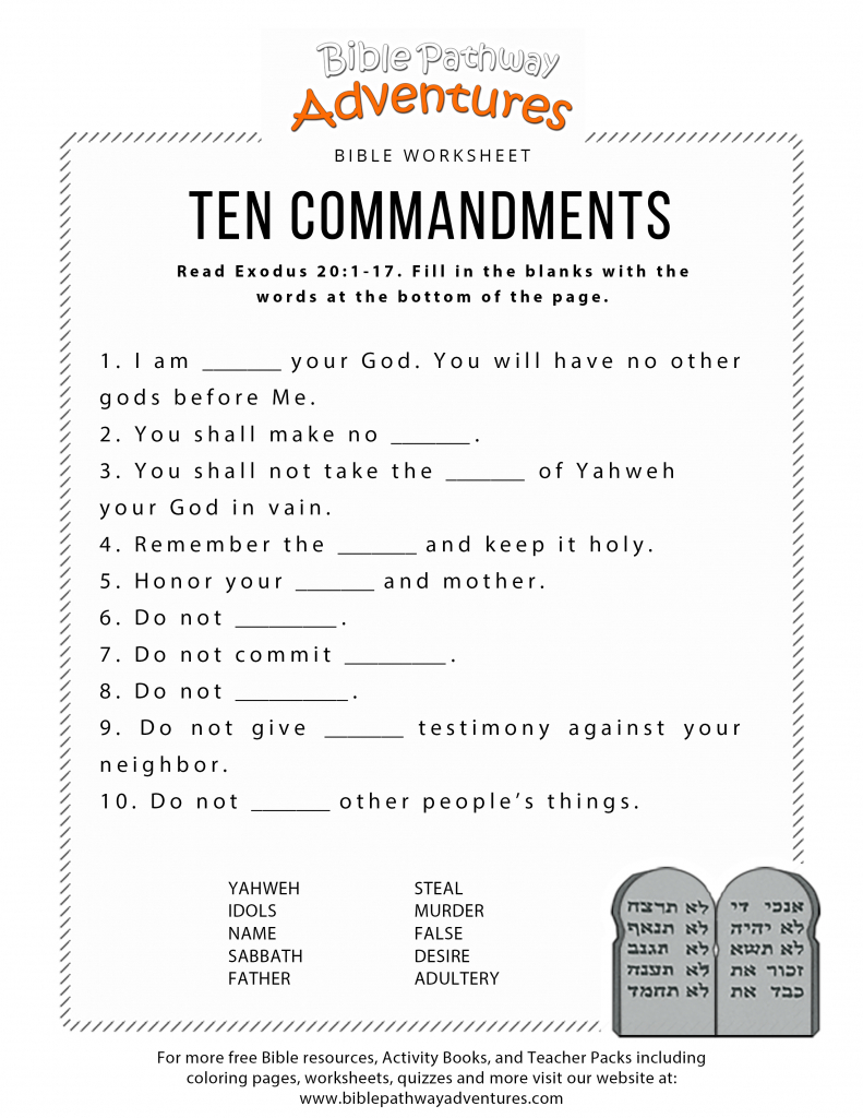 10 Commandments Printable Worksheets | Printable Worksheets - Free Catholic Ten Commandments Printable