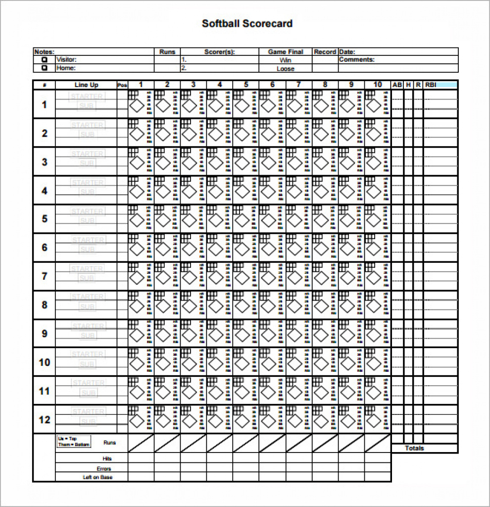Free Printable Softball Stat Sheets Free Printable