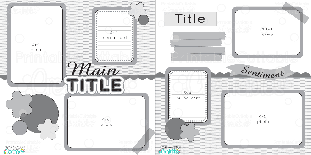 12X12 Two Page Free Printable Scrapbook Layout - Free Printable Scrapbook Page Designs