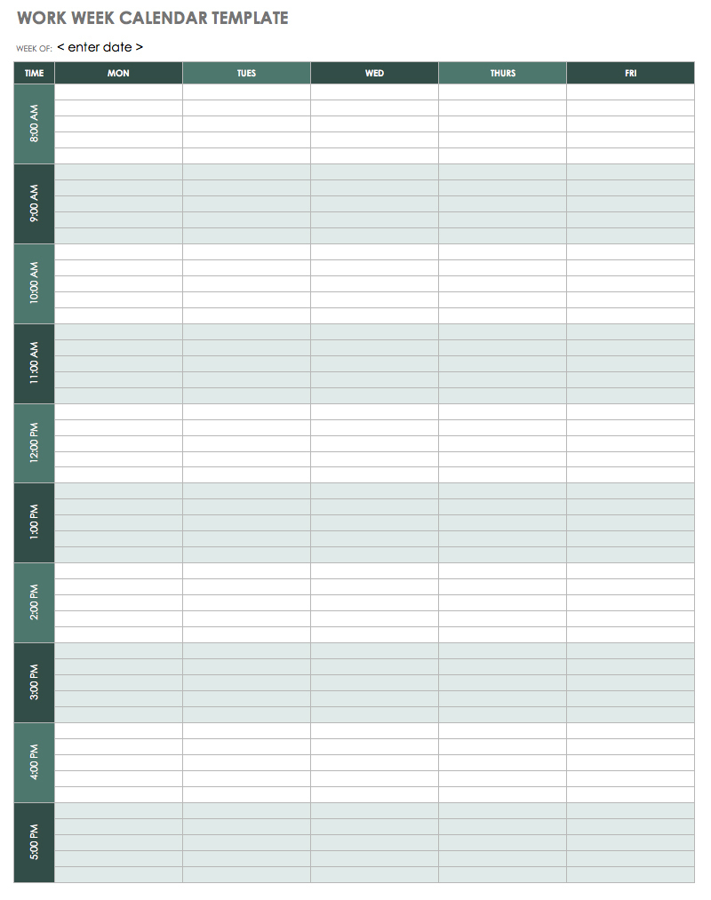 15 Free Weekly Calendar Templates | Smartsheet - Free Printable Weekly Schedule