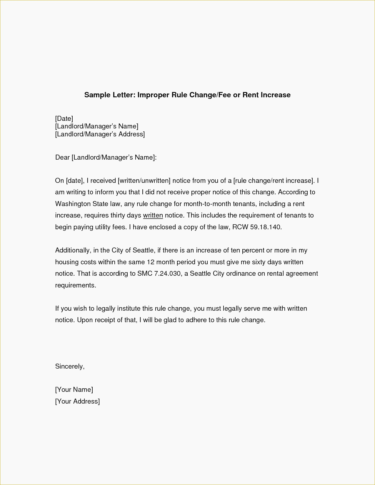 16 Rent Increase Letter To Tenant Template Collection - Letter Templates - Free Printable Rent Increase Letter