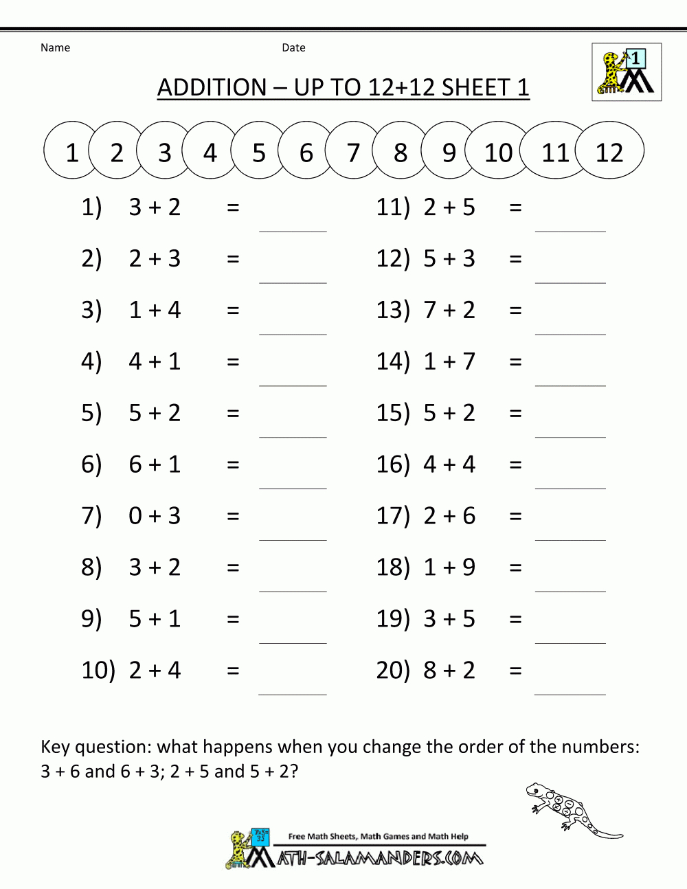 1St-Grade-Math-Worksheets-Mental-Addition-To-12-1.gif 1,000×1,294 - Free Printable Addition Worksheets For 1St Grade