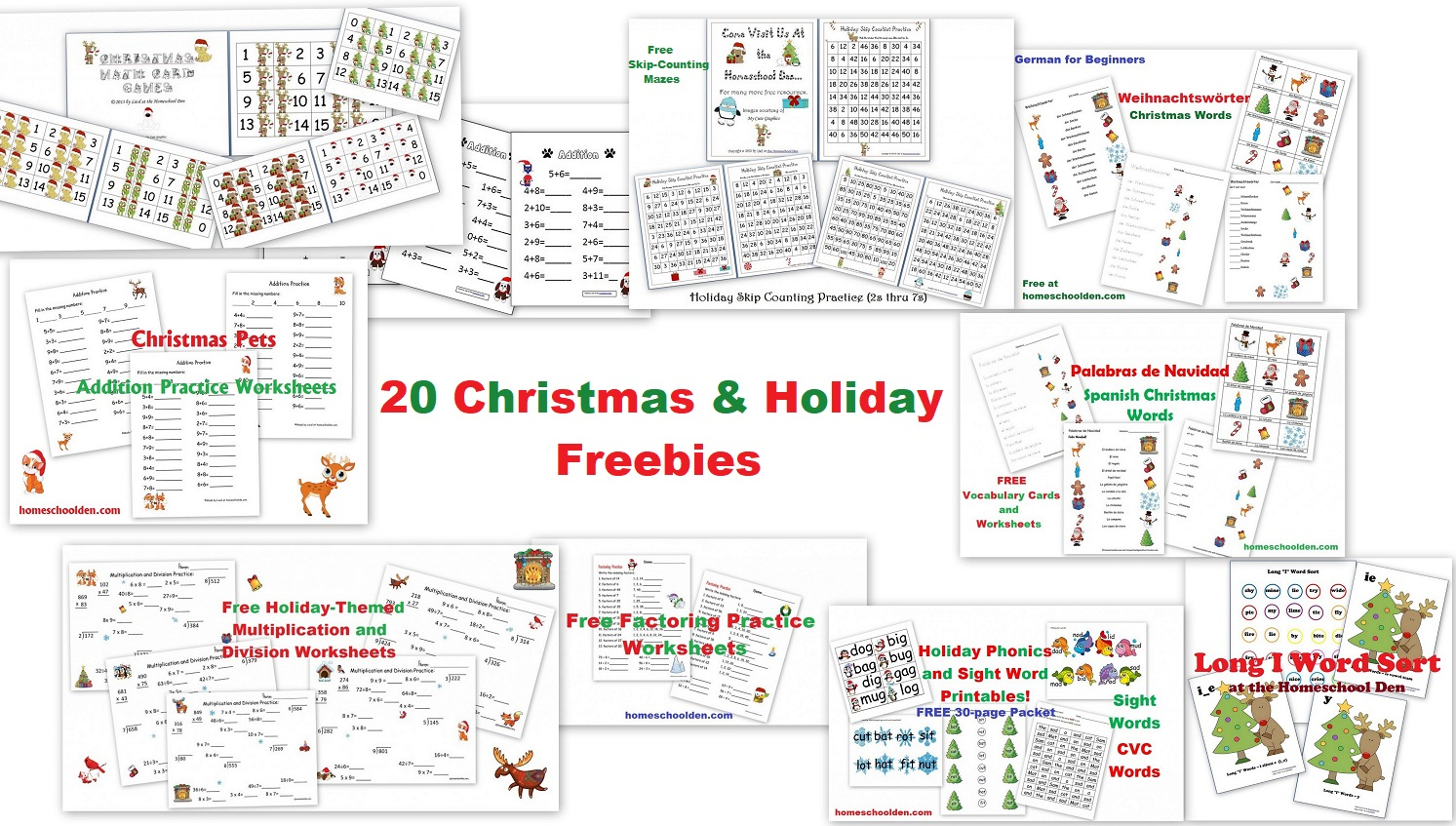 20 Free Christmas And Holiday Printables - Homeschool Den - Free Homeschool Printable Worksheets