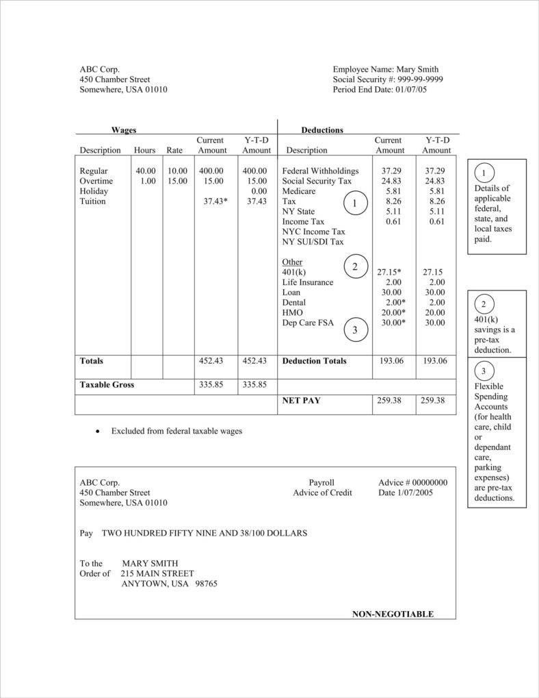 20+ Free Pay Stub Templates - Free Pdf, Doc, Xls Format Download - Free Printable Check Stubs