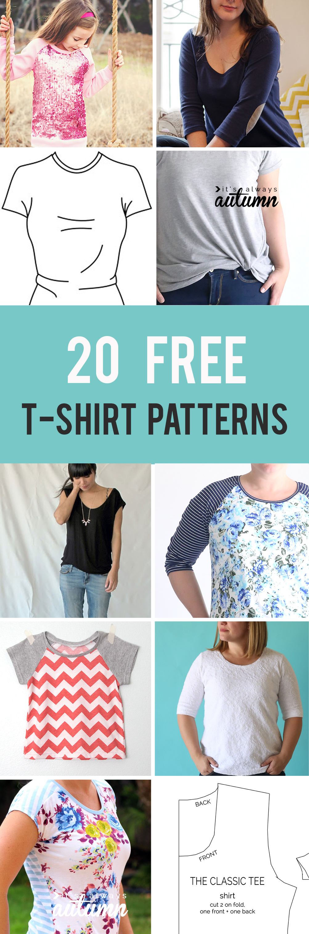 20 Free T-Shirt Patterns You Can Print + Sew At Home - It&amp;#039;s Always - Free Printable Blouse Sewing Patterns