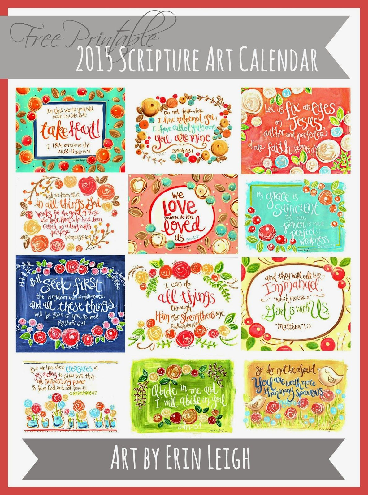 2015 Free Printable Calendar | Lolly Jane | Features | Pinterest - Free Printable Christian Art