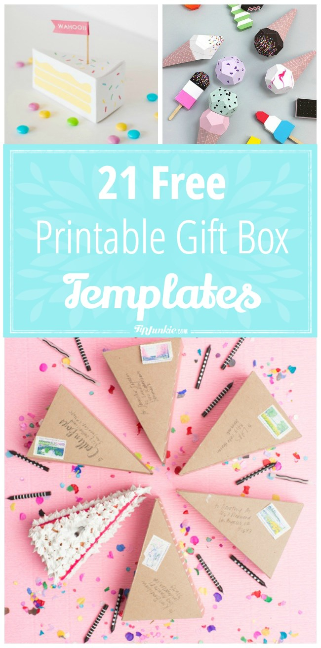 21 Free Printable Gift Box Templates – Tip Junkie - Box Templates Free Printable