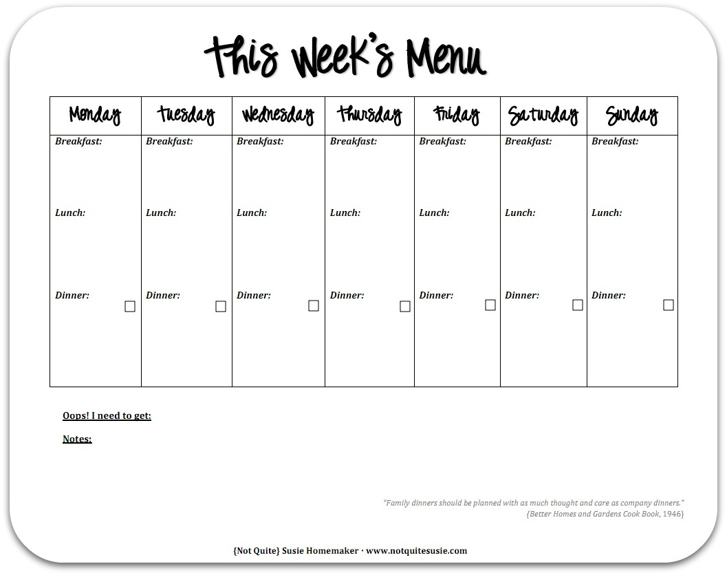 28 Useful Printable Monthly Meal Planners | Kittybabylove - Free Printable Monthly Meal Planner