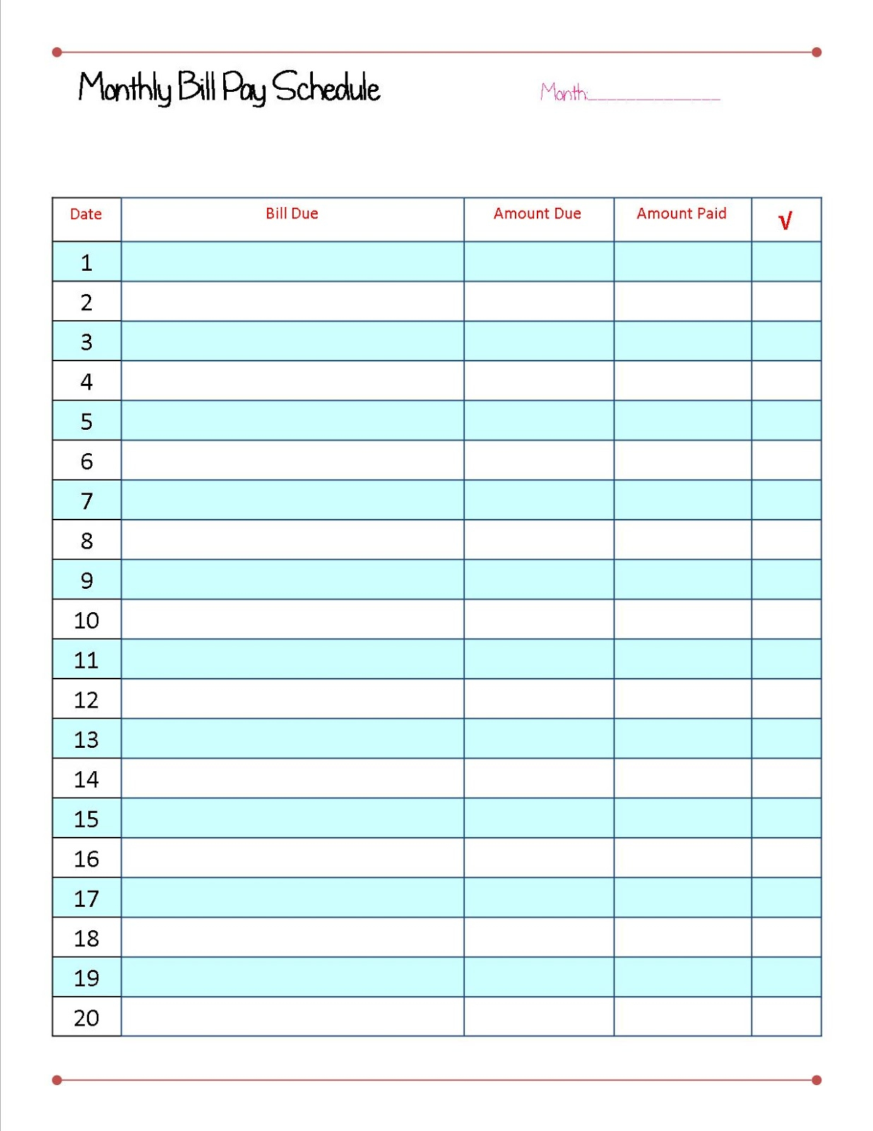 29 Images Of Weekly Bill Pay Template | Bfegy - Free Printable Bill Payment Schedule