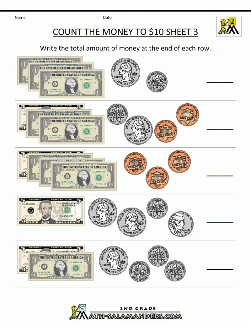 2Nd Grade Math Worksheets Money | Free Counting Money Worksheets - Free Printable Counting Money Worksheets For 2Nd Grade