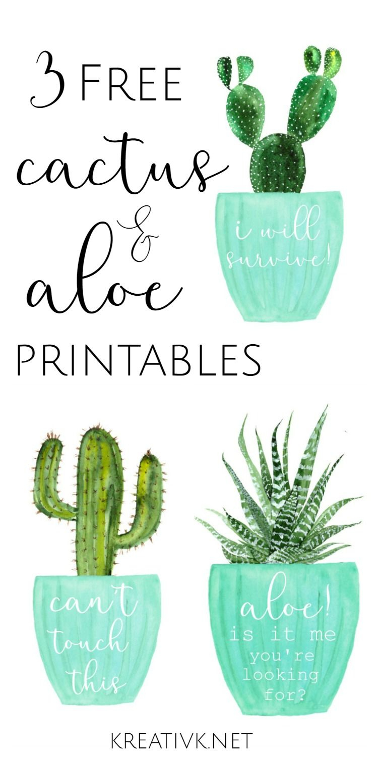 3 Free Cactus &amp;amp; Aloe Printables | Free Printables | Printables - Free Printable Cactus