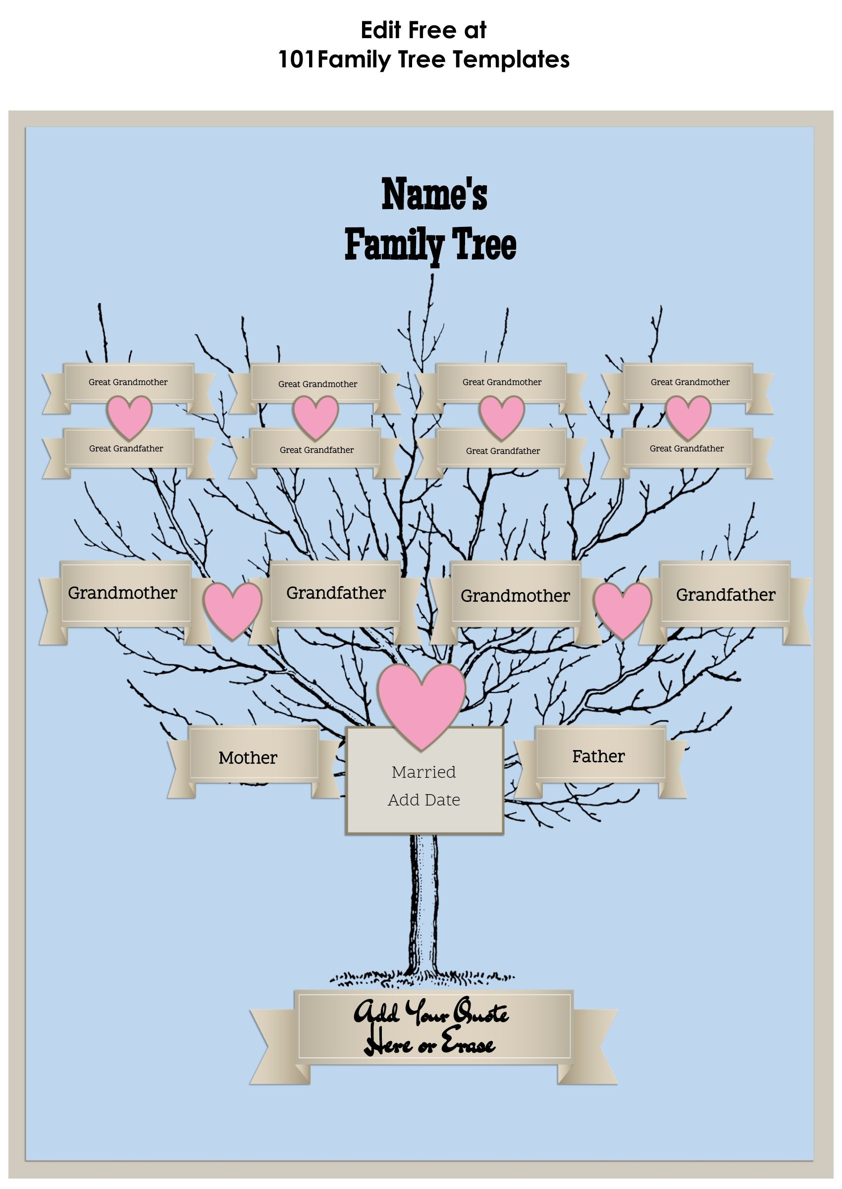 3 Generation Family Tree Generator | All Templates Are Free To Customize - Family Tree Maker Free Printable