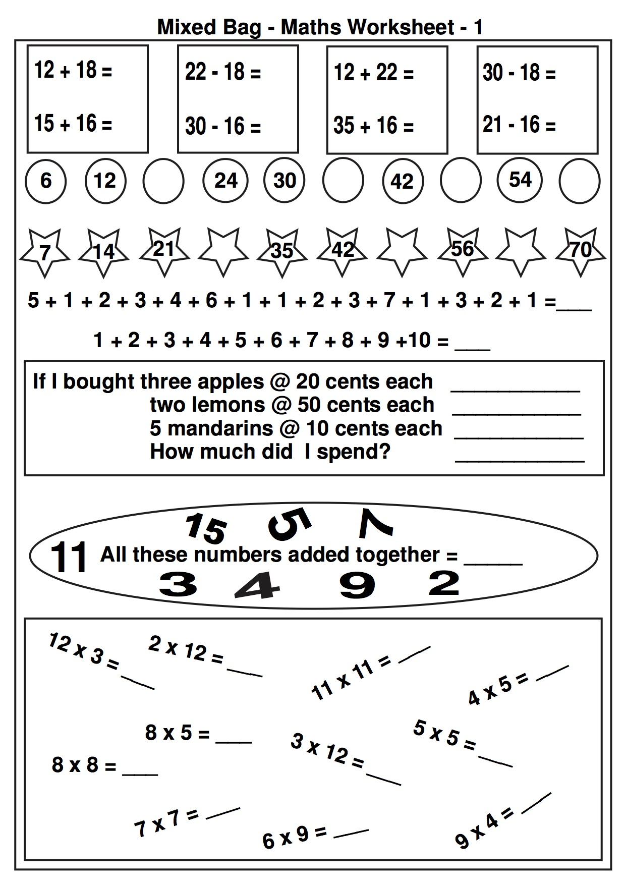 30 Free Maths Worksheets Cazoom Gr ~ Clubdetirologrono - Free Printable Activities For Adults