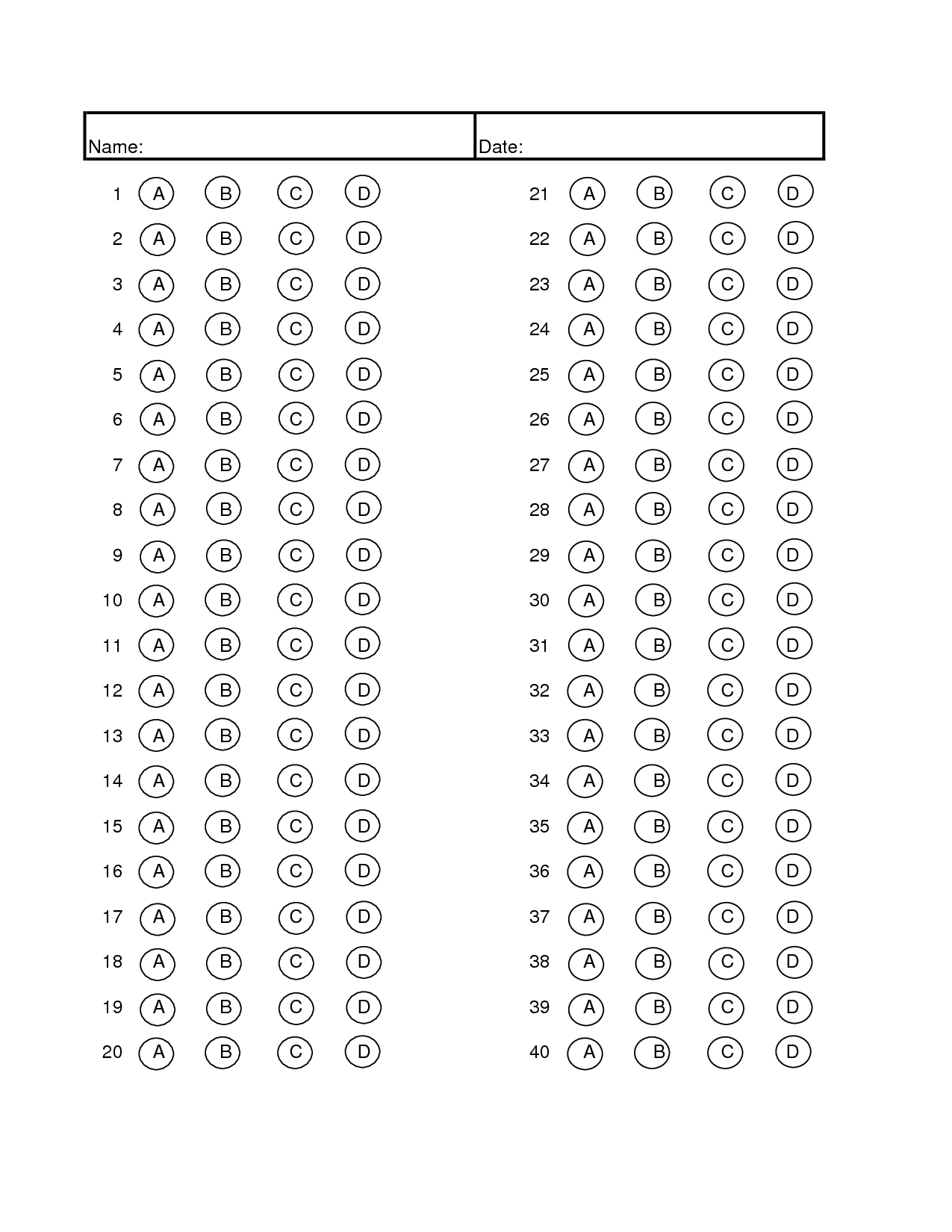 30 Images Of Bubble Answer Template | Bfegy - Free Printable Bubble Answer Sheets