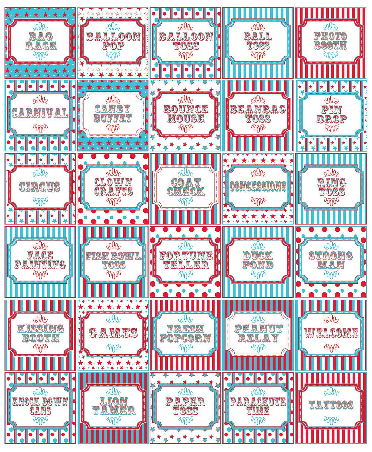 30 Printable Carnival Signs (Customize &amp;amp; Print Engineer Size - Free Printable Carnival Signs