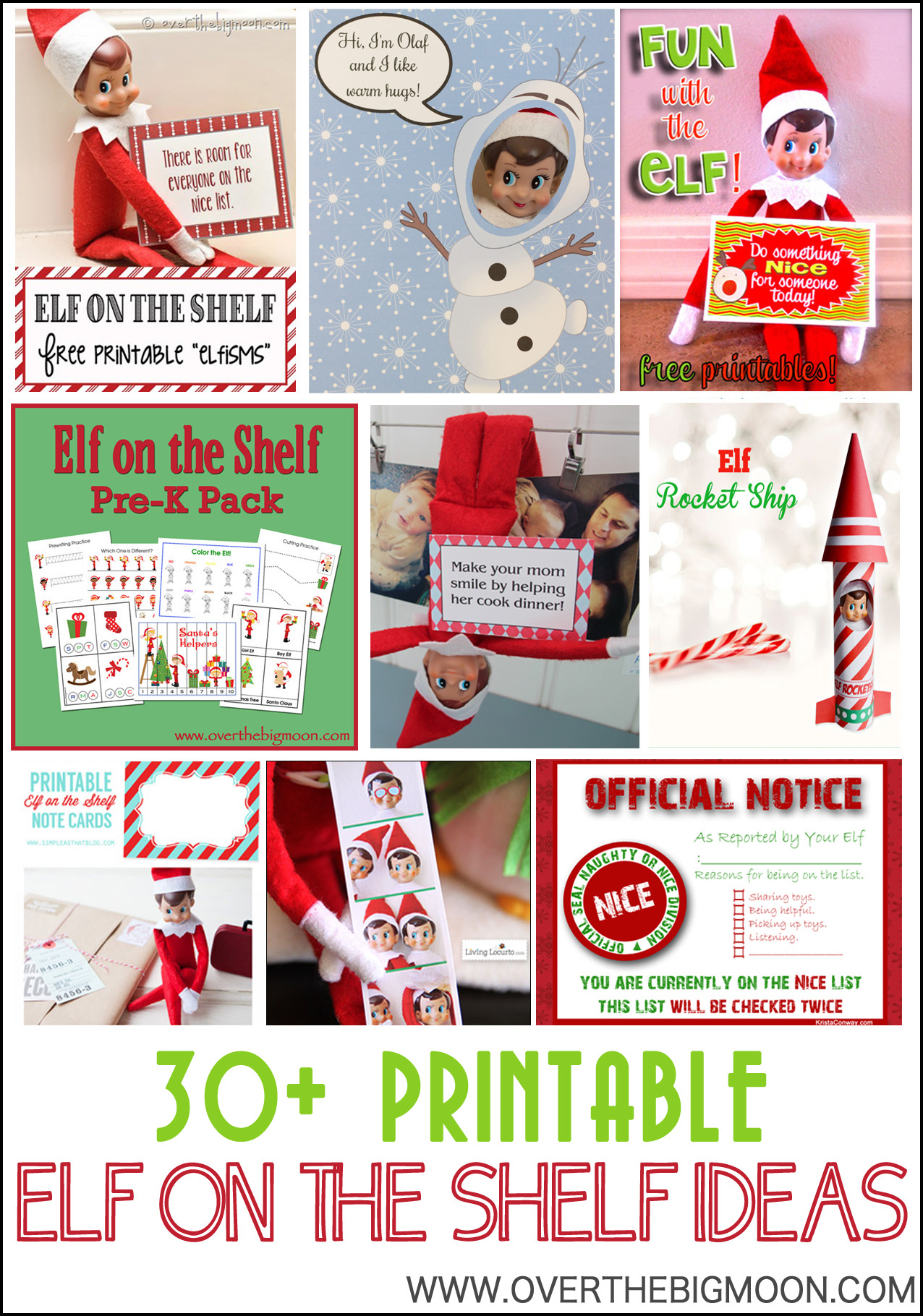 30+ Printable Elf On The Shelf Ideas - Over The Big Moon - Elf On The Shelf Printable Props Free