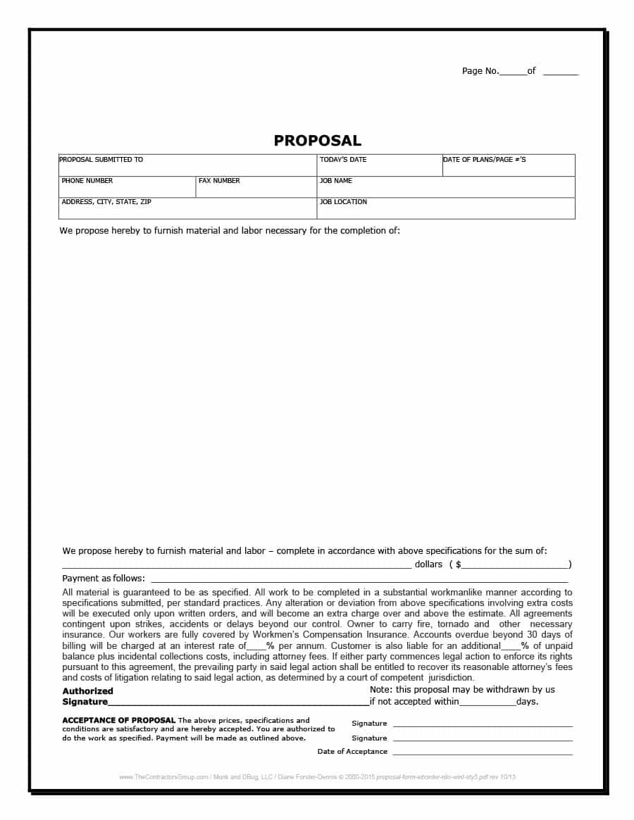 31 Construction Proposal Template &amp;amp; Construction Bid Forms - Free Printable Contractor Proposal Forms