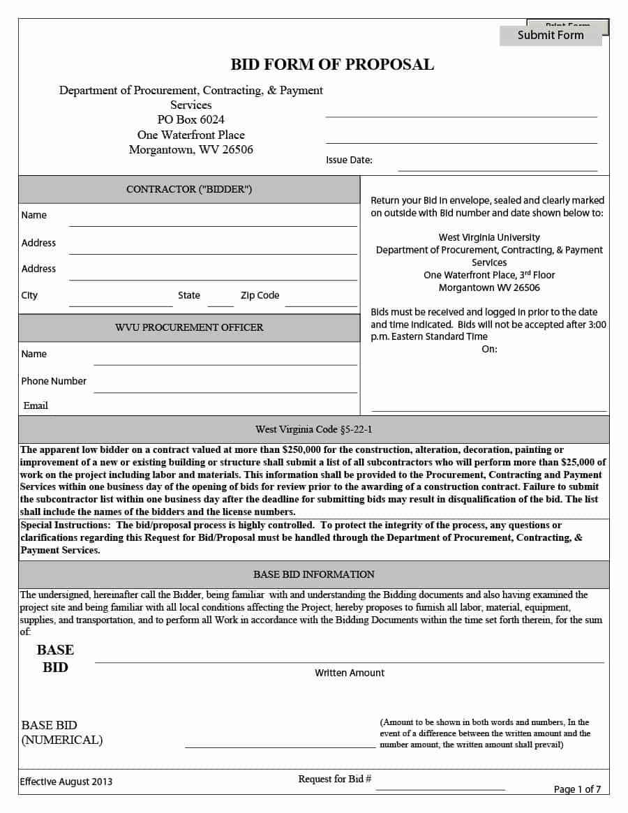 31 Construction Proposal Template &amp;amp; Construction Bid Forms - Free Printable Proposal Forms