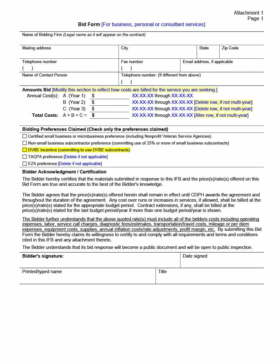 31 Construction Proposal Template &amp;amp; Construction Bid Forms - Free Printable Proposal Forms