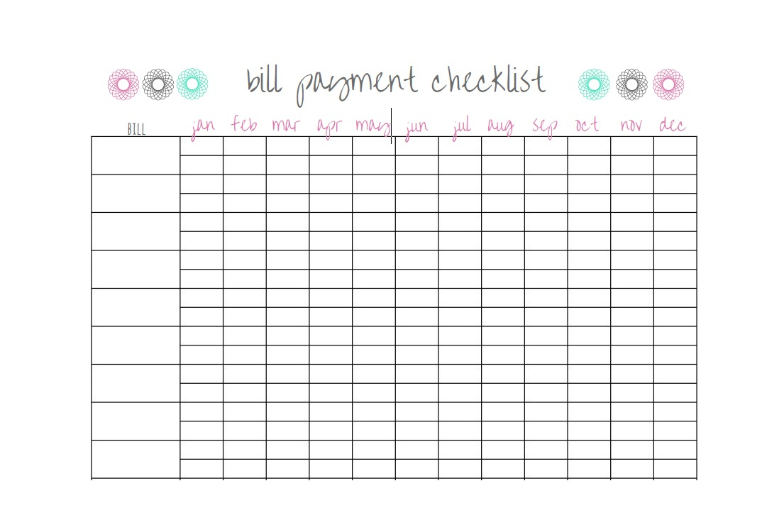 32 Free Bill Pay Checklists &amp;amp; Bill Calendars (Pdf, Word &amp;amp; Excel) - Free Printable Bill Payment Checklist